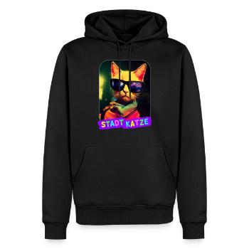 Stadtkatze Party Club City Cat Katze Sonnenbrille - Männer Premium Bio Hoodie - Schwarz - Vorne - Nico (187cm)