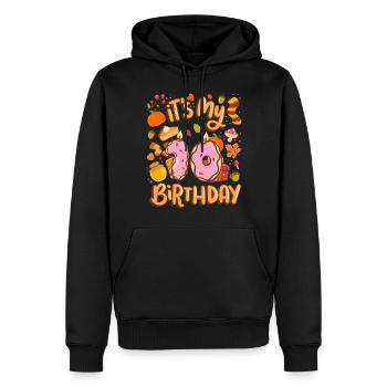 It's my 10 birthday autumn maple leaf - Men’s Premium Organic Hoodie - black - Front - Nico (187cm)