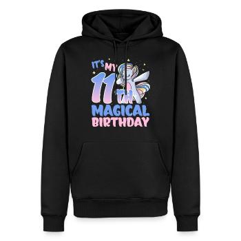 C’est mon 11ème anniversaire magique - Sweat à capuche Premium bio Homme - noir - Devant - Nico (187cm)
