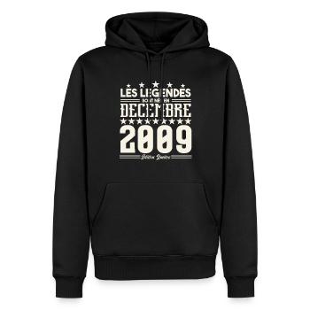 Les Légendes Sont Nés En Décembre 2009, Cadeau. - Sweat à capuche Premium bio Homme - noir - Devant - Nico (187cm)