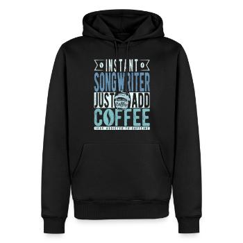 Songwriter Kaffee Spruch - Männer Premium Bio Hoodie - Schwarz - Vorne - Nico (187cm)