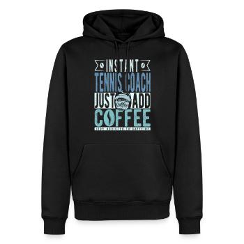 Café de l’entraîneur de tennis - Sweat à capuche Premium bio Homme - noir - Devant - Nico (187cm)
