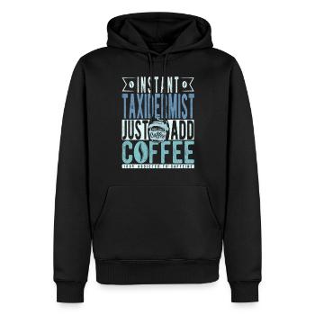 Dicton de café taxidermiste - Sweat à capuche Premium bio Homme - noir - Devant - Nico (187cm)