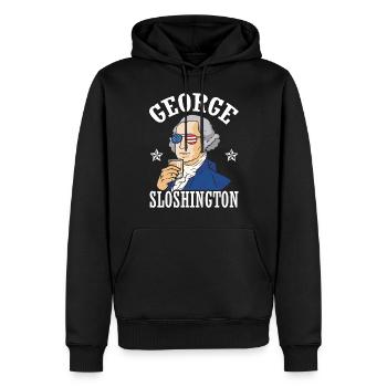 George Sloshington Drink 4. Juli - Männer Premium Bio Hoodie - Schwarz - Vorne - Nico (187cm)