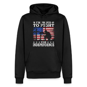 Je suis fier de défendre l’indépendance - Sweat à capuche Premium bio Homme - noir - Devant - Nico (187cm)