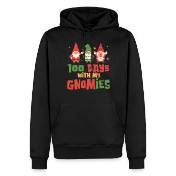 100 jours avec mes gnomes Noël elfe Noël - Sweat à capuche Premium bio Homme - noir - Devant - Nico (187cm)