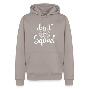 Donut Squad - Sweat à capuche Premium bio Homme - taupe - Devant - Nico (187cm)