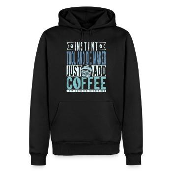 Werkzeug- Und Sterbchen -schöpfer Kaffee Spruch - Männer Premium Bio Hoodie - Schwarz - Vorne - Nico (187cm)