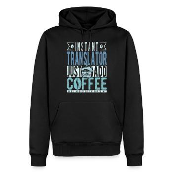 Dicton de café traducteur - Sweat à capuche Premium bio Homme - noir - Devant - Nico (187cm)