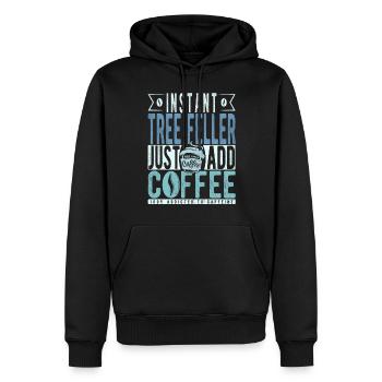 Baum Faller Kaffee Spruch - Männer Premium Bio Hoodie - Schwarz - Vorne - Nico (187cm)