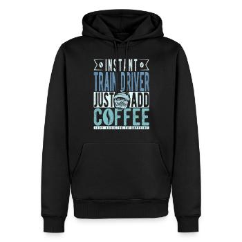 Zugführer Kaffee Spruch - Männer Premium Bio Hoodie - Schwarz - Vorne - Nico (187cm)