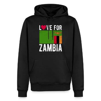 Souvenir de Zambie - Sweat à capuche Premium bio Homme - noir - Devant - Nico (187cm)