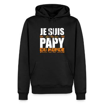 Je Suis Le Meilleur Papy Du Monde Idée Cadeau papy - Sweat à capuche Premium bio Homme - noir - Devant - Nico (187cm)