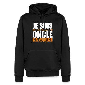 Je Suis Le Meilleur Oncle Du Monde, Cadeau oncle. - Sweat à capuche Premium bio Homme - noir - Devant - Nico (187cm)