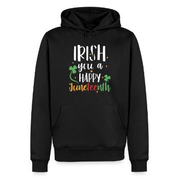 Irish You A Happy Juneteenth Holiday Green - Sweat à capuche Premium bio Homme - noir - Devant - Nico (187cm)