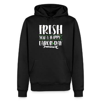 Irish You Happy Labor Day Grünes Kleeblatt - Männer Premium Bio Hoodie - Schwarz - Vorne - Nico (187cm)