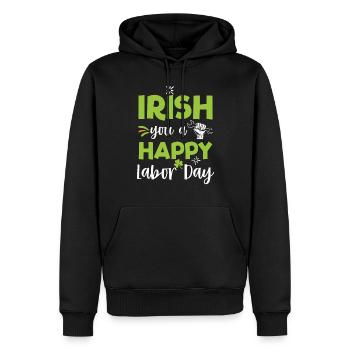 Irish You Happy Labor Day Grünes Kleeblatt - Männer Premium Bio Hoodie - Schwarz - Vorne - Nico (187cm)