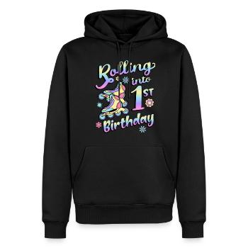 Rolling Into 1st Birthday Roller Skater Inline - Sweat à capuche Premium bio Homme - noir - Devant - Nico (187cm)