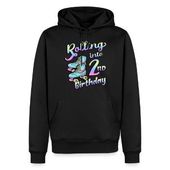 Rolling Into 2nd Birthday Quad Skater Rollschuhe - Männer Premium Bio Hoodie - Schwarz - Vorne - Nico (187cm)