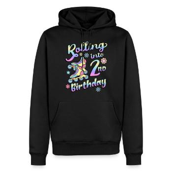 Rolling Into 2nd Birthday Roller Skater Inline - Sweat à capuche Premium bio Homme - noir - Devant - Nico (187cm)