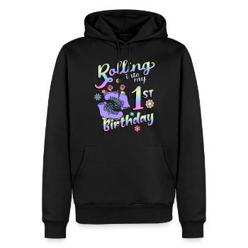 Rolling Into My 1st Birthday Quad Skater - Männer Premium Bio Hoodie - Schwarz - Vorne - Nico (187cm)