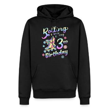 Roulant dans mon 3ème anniversaire roller skater inline - Sweat à capuche Premium bio Homme - noir - Devant - Nico (187cm)