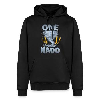 One-nado Warnung 1. Geburtstag | Tornado - Männer Premium Bio Hoodie - Schwarz - Vorne - Nico (187cm)