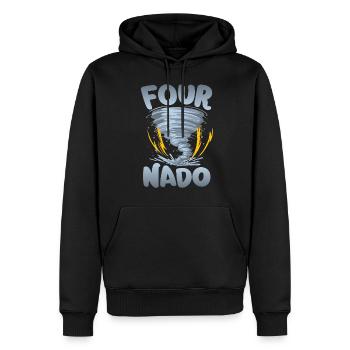 Four-nado Warnung 4. Geburtstag | Tornado - Männer Premium Bio Hoodie - Schwarz - Vorne - Nico (187cm)