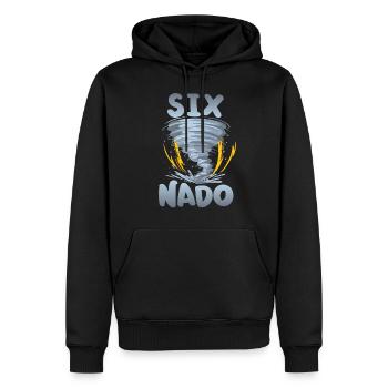 Six-nado Warnung 5. Geburtstag | Tornado - Männer Premium Bio Hoodie - Schwarz - Vorne - Nico (187cm)