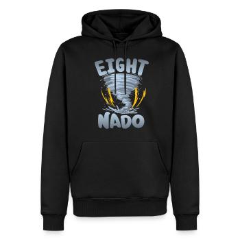 Acht-nado-warnung 8. Geburtstag | Tornado - Männer Premium Bio Hoodie - Schwarz - Vorne - Nico (187cm)