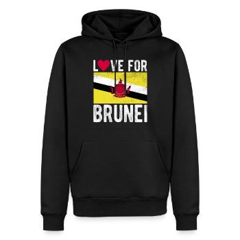 Brunei Souvenir - Sweat à capuche Premium bio Homme - noir - Devant - Nico (187cm)