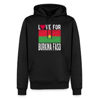 Burkina Faso Souvenir - Sweat à capuche Premium bio Homme - noir - Devant - Nico (187cm)