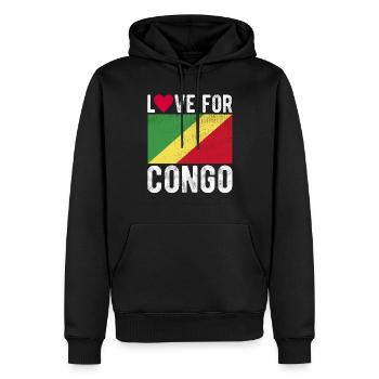 Congo Souvenir - Sweat à capuche Premium bio Homme - noir - Devant - Nico (187cm)