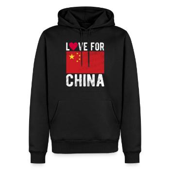 Souvenir de Chine - Sweat à capuche Premium bio Homme - noir - Devant - Nico (187cm)