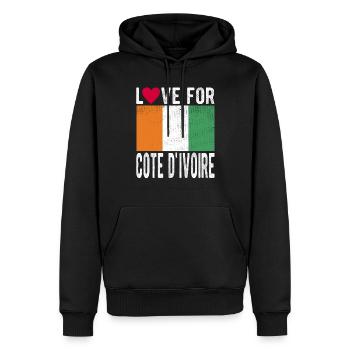 Côte d’Ivoire Souvenir - Sweat à capuche Premium bio Homme - noir - Devant - Nico (187cm)