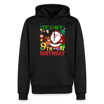 Es Ist Mein 9. Geburtstag Weihnachtsmann - Männer Premium Bio Hoodie - Schwarz - Vorne - Nico (187cm)