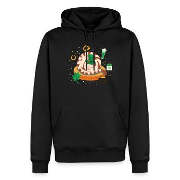 Adorable Holiday Kitten Sleepy Cat St. - Men’s Premium Organic Hoodie - black - Front - Nico (187cm)