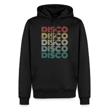Disco - Répétition rétro - Sweat à capuche Premium bio Homme - noir - Devant - Nico (187cm)