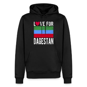 Souvenir du Daghestan - Sweat à capuche Premium bio Homme - noir - Devant - Nico (187cm)