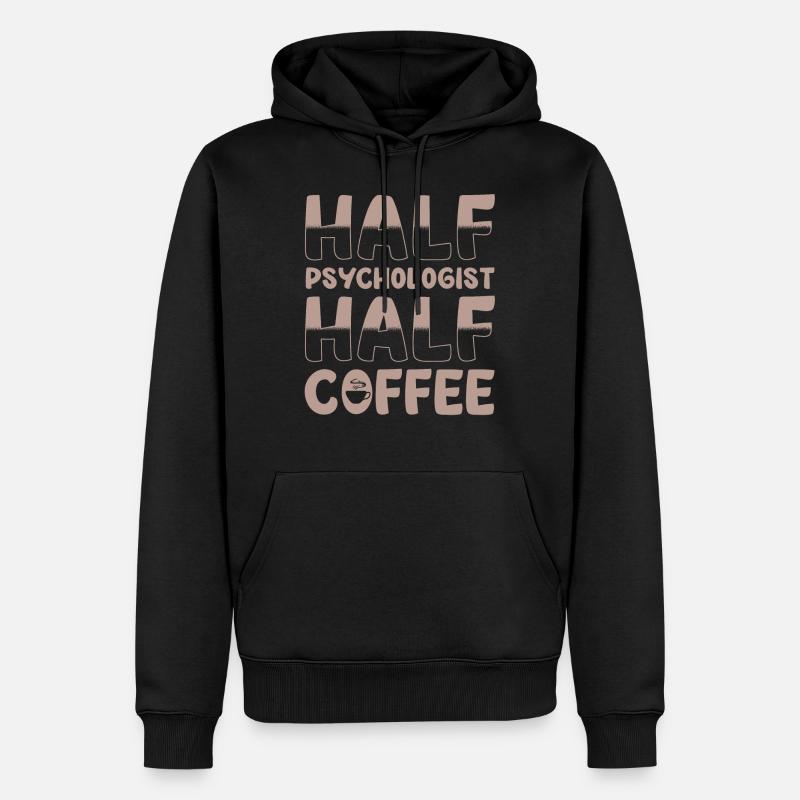 Halb Psychologe Halb Kaffee - Männer Premium Bio Hoodie - Schwarz