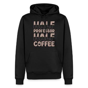 Halb Professor Halb Kaffee - Männer Premium Bio Hoodie - Schwarz - Vorne - Nico (187cm)