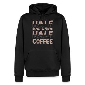 Halb Sozialarbeiter Halb Kaffee - Männer Premium Bio Hoodie - Schwarz - Vorne - Nico (187cm)