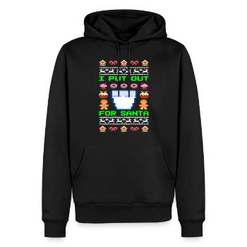 I put out for Santa Ugly Christmas - Men’s Premium Organic Hoodie - black - Front - Nico (187cm)