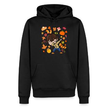 Dabs Young Automne Maple Pumpkin Saison d’automne - Sweat à capuche Premium bio Homme - noir - Devant - Nico (187cm)