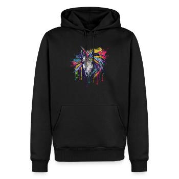 Licorne Magical Rainbow Éclaboussure de peinture colorée - Sweat à capuche Premium bio Homme - noir - Devant - Nico (187cm)