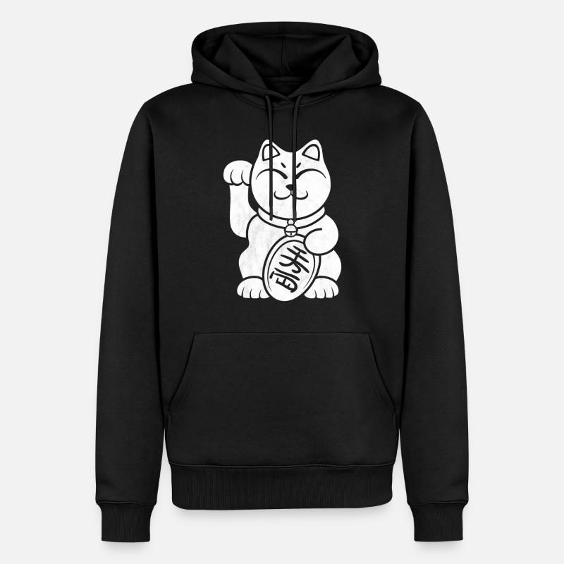 Chat chanceux - Sweat à capuche Premium bio Homme - noir