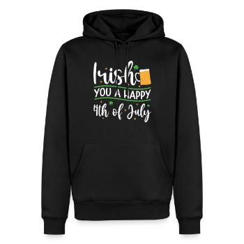 Irish You A Happy 4th Of July Grünes Kleeblatt - Männer Premium Bio Hoodie - Schwarz - Vorne - Nico (187cm)