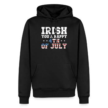 Irish You A Happy 4th Of July Grünes Kleeblatt - Männer Premium Bio Hoodie - Schwarz - Vorne - Nico (187cm)