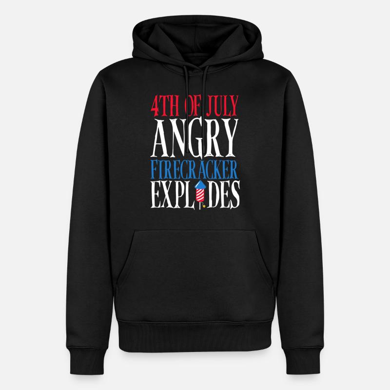 July 4 Angry firecracker explodes - Men’s Premium Organic Hoodie - black