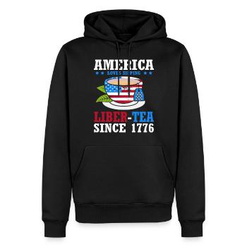 Amerika Liebt Es, Liber-tee Zu Trinken, Seit Dem - Männer Premium Bio Hoodie - Schwarz - Vorne - Nico (187cm)